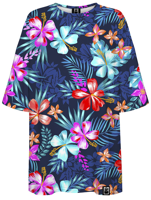t-shirt damskie DR.CROW T-shirt Damski Oversize Colourful Flowers