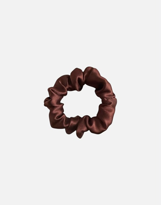 gumki do włosów Jedwabna scrunchie gumka frotka mini brązowa czekoladowa