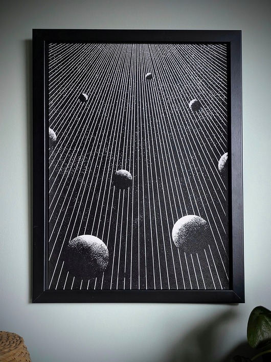 grafiki i ilustracje Ręcznie drukowany sitodruk "Kosmos" 28,5x40cm