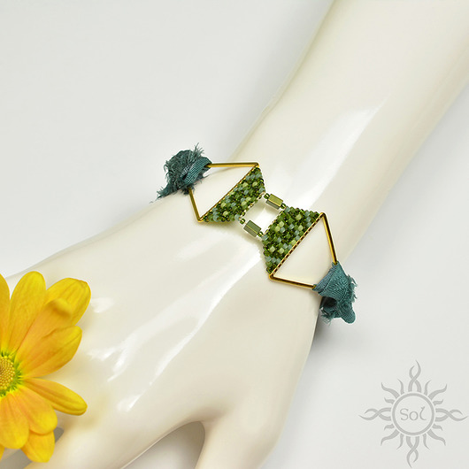 bransoletki - inne Vasaros - zielona, bransoletka, beading