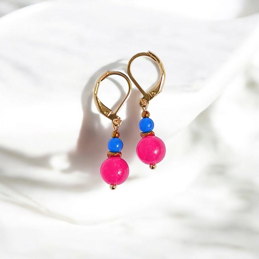 kolczyki z kamieniami SUMMER COLLECTION : drobne kolczyki : kolorowy jadeit I