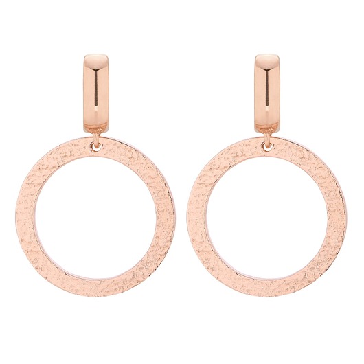 kolczyki srebrne Duże kolczyki w różowym złocie z chropowatymi kołami