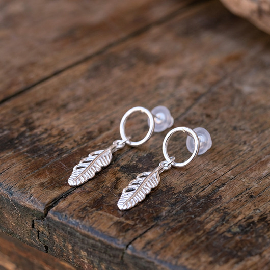 kolczyki szklane Piórko boho