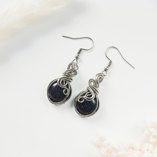 kolczyki wire wrapping Kolczyki Noc Kairu stal chirurgiczna handmade wirewrapping