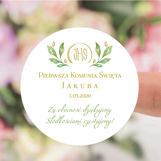 komunia - pozostałe Naklejki okrągłe podziękowania 24szt.