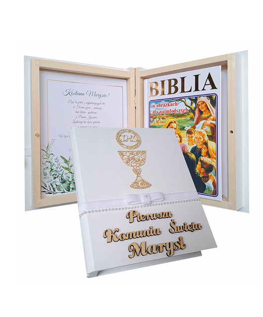 komunia - pozostałe Pamiątka Pierwszej Komunii Świętej, Biblia,Perełki