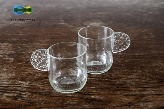 2 szklane filiżanki recyklingowe  przezroczysta