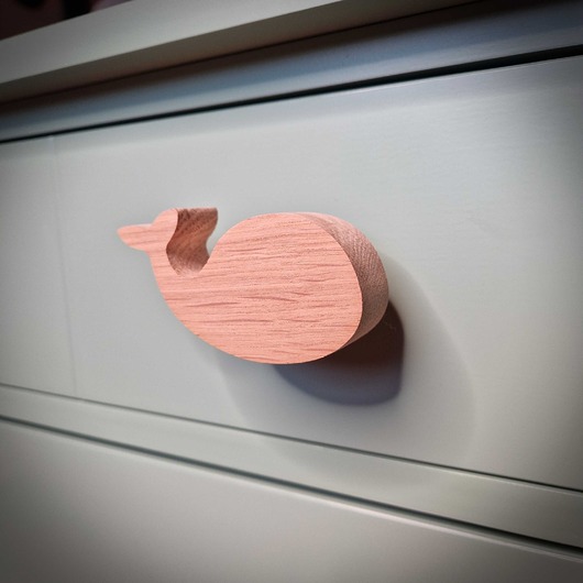 gałki do mebli Drewniane gałki do mebli, z drewna, MORSKIE, wieloryb