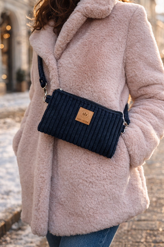 saszetka nerka Sztruksowa mini nerka saszetka Czarna