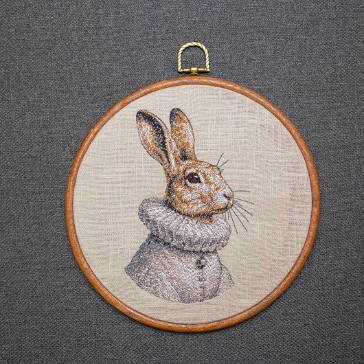 Ozdoby na ścianę Sir Rabbit,  haft w oprawie 20 cm