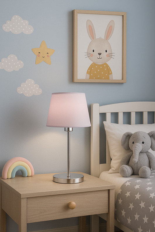 lampy do pokoju dziecka Chromowana lampka nocna dla dzieci z włącznikiem SIENA mix kolorów