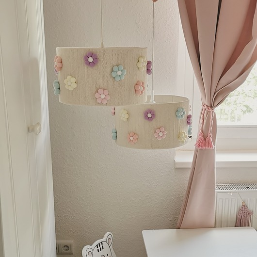 lampy do pokoju dziecka Lampa dziecięca w pastelowe kwiatki