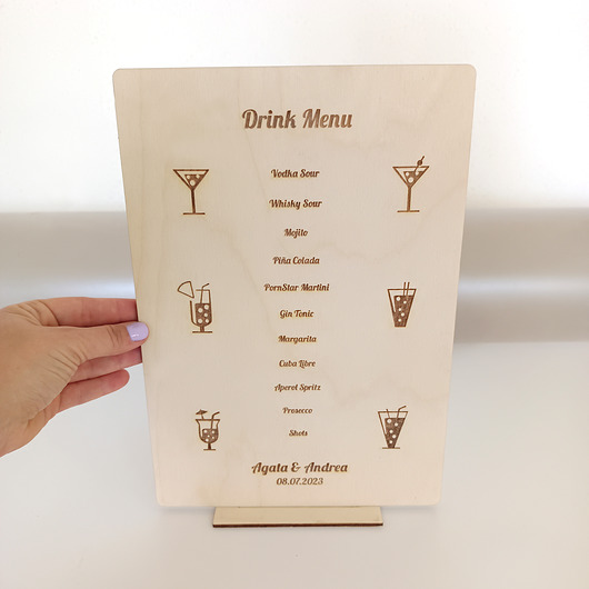 dodatki ślubne Karta drinków