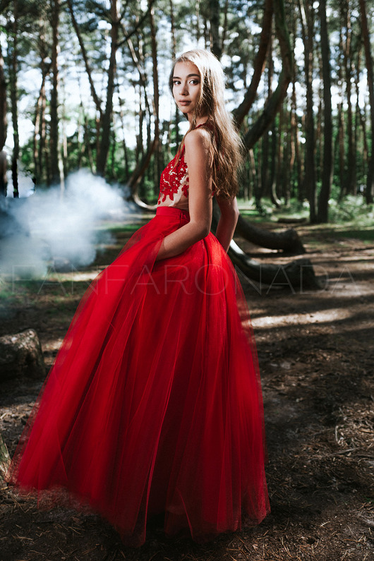 spódnice maxi S074 spódnica maxi rozkloszowana. Czerwona