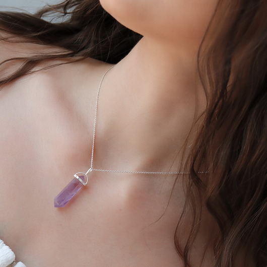 srebrne naszyjniki Naszyjnik ametyst srebro 925 pozłacane