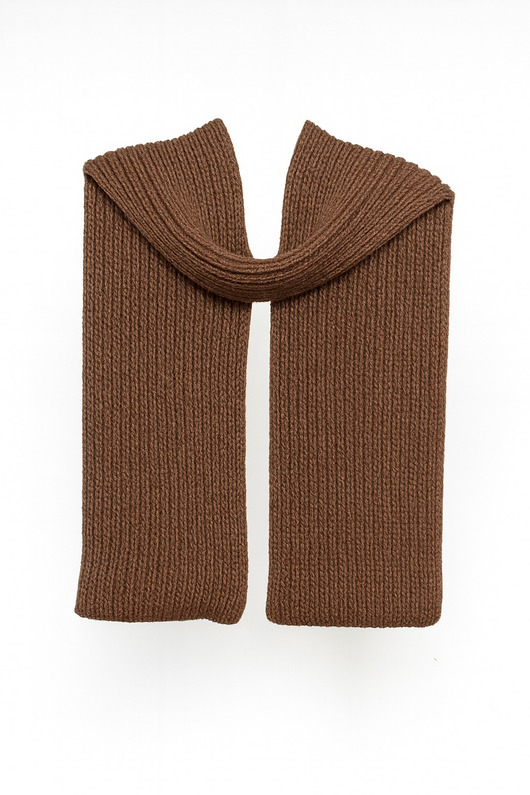 szale damskie PUCHACZ Brązowy - duży mięsisty szalik z wełny merino i bawełny