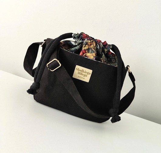 torby na ramię Torebka SOFIA Vintage Forest - mała czarna torebka z kominem z nubuku