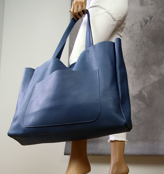 torby XXL Duża torebka damska ze skóry z kieszenią