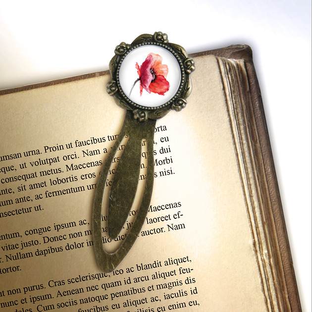 zakładki do książek Zakładka do książki - Mak - klips, brąz