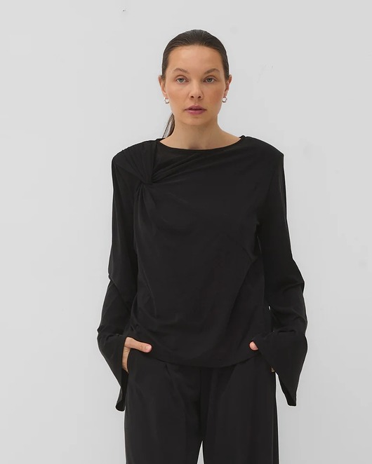 bluzki z długim rękawem damskie Longsleeve Bloom modal black