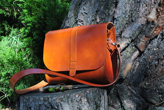 Brązowa torebka skórzana RĘCZNIE SZYTA Leather Wings