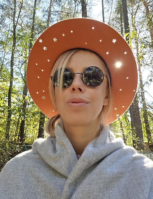 kapelusze damskie Pomarańczowy kapelusz boho, kapelusz z ażurowymi Gwiazdami, kapelusz na ślub