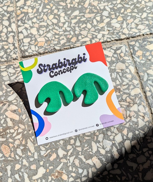 kolczyki z masy plastycznej Kolczyki grzybki zielony