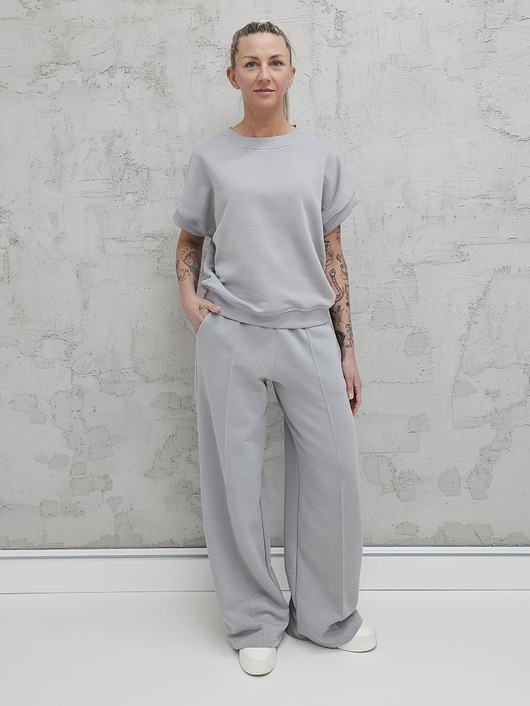 komplety damskie Chiara oversizowy komplet bezrękawnik i spodnie wide leg Glacier gray