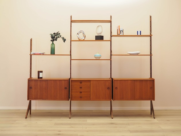 półki Regał systemowy tekowy, norweski design, lata 60, J Texmon & E Blindheim