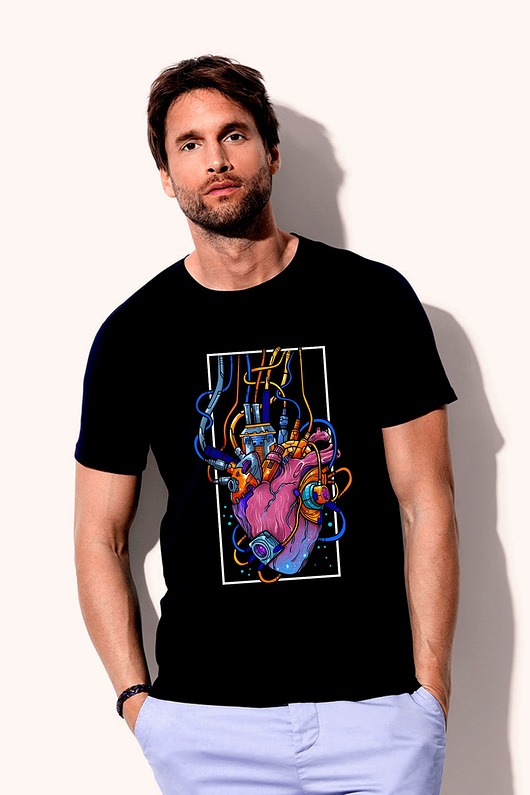 Koszulka organiczna z nadrukiem Mechaniczne serce ART ORGANIC