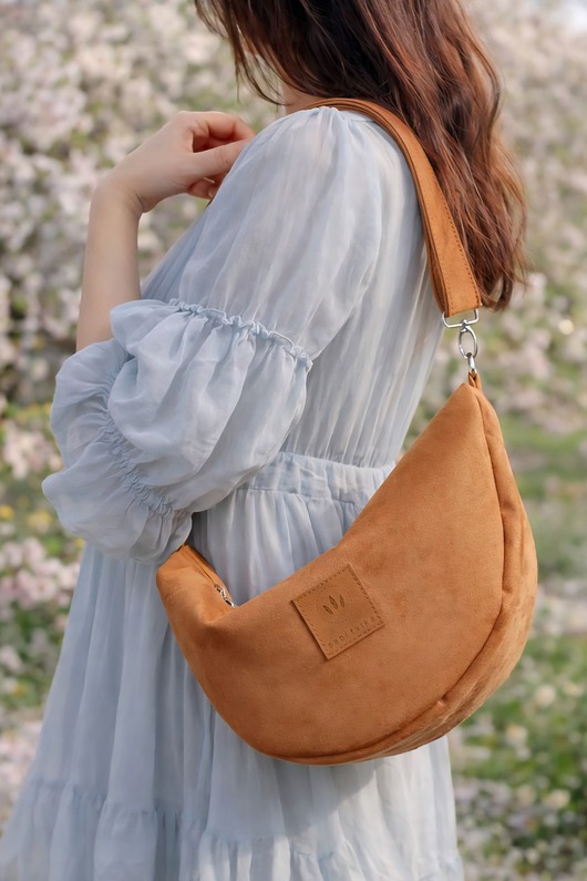 saszetka nerka Banana zamszowa torebko nerka Ruda