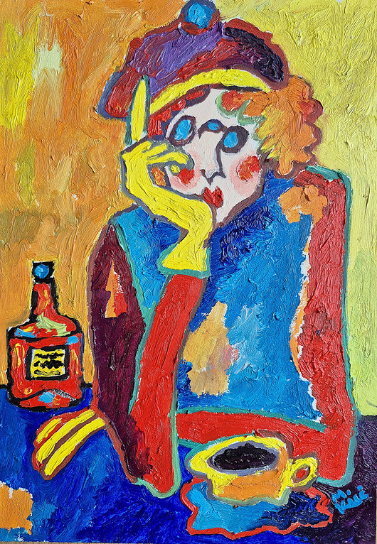 obrazy Obraz ręcznie malowany kolorowy obraz kawa i cisza