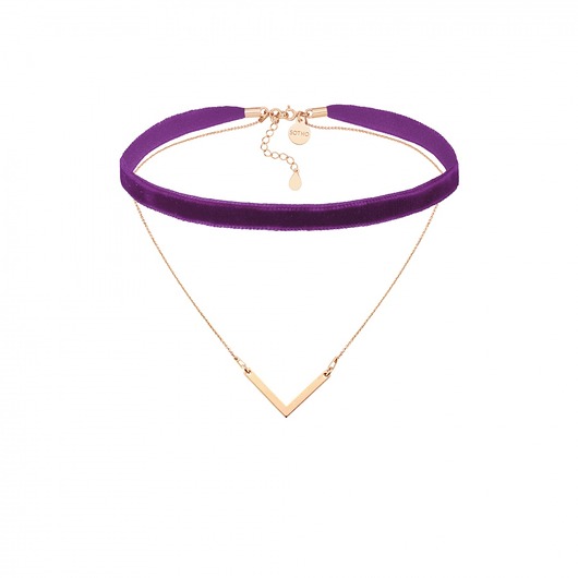 Fioletowy aksamitny choker z zawieszką V SOTHO