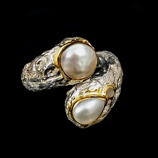 pierścionki srebrne Pierścionek Perłowe siostry