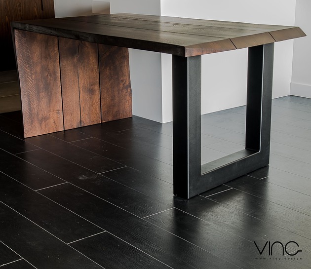 stoły Stół Dębowy lity industrial Loft  Nero