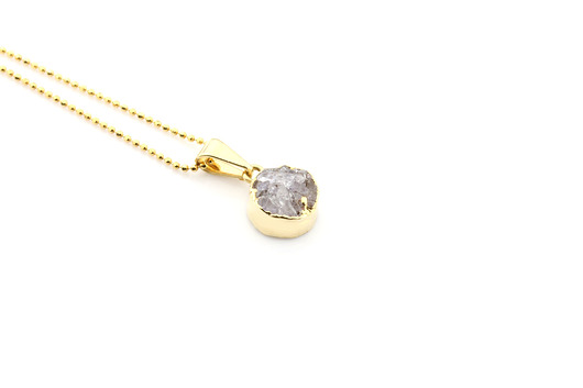 Colare Druza Agatu Jasnoszara złoto Brazi Druse Jewelry