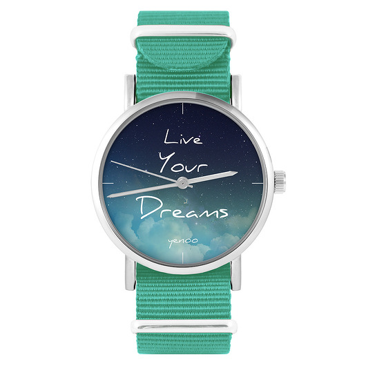 zegarki unisex Zegarek - Live Your Dreams - turkusowy, nylonowy