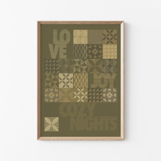 dekoracje świąteczne Plakat świąteczny LOVE, JOY, COZY NIGHTS