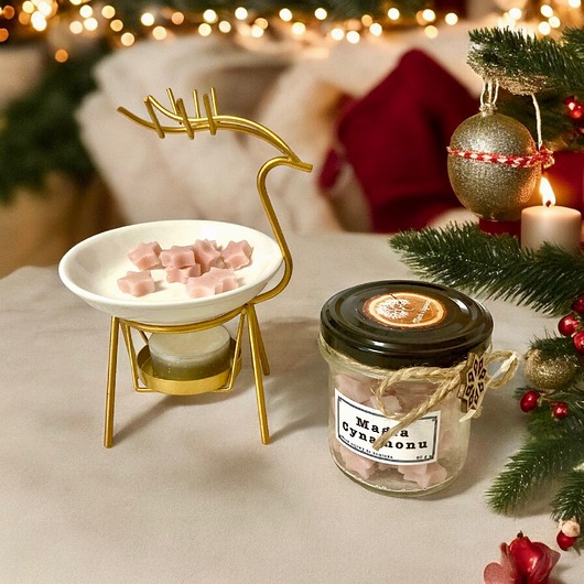 Boże Narodzenie - inne Zestaw prezentowy świąteczny z kominkiem Jeleniem i woskiem zapachowym