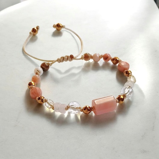 bransoletki z kamieni naturalnych RADOŚĆ ŻYCIA - amulet - k. słoneczny, opal, k.górski, cytryn, k. różowy