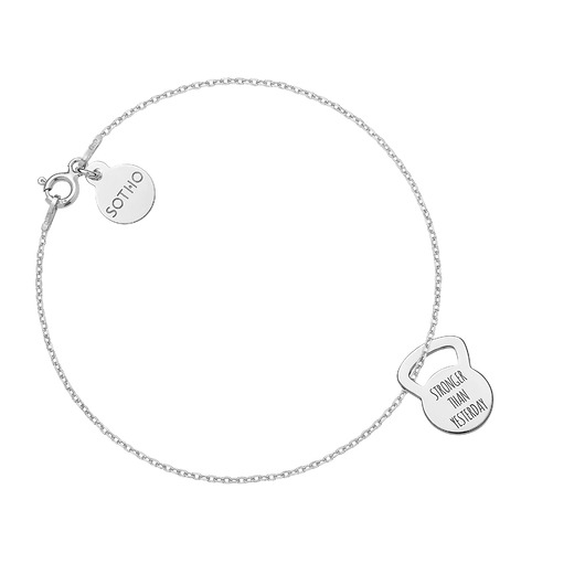 bransoletki srebrne Srebrna bransoletka kettlebell STRONGER THAN YESTERDAY