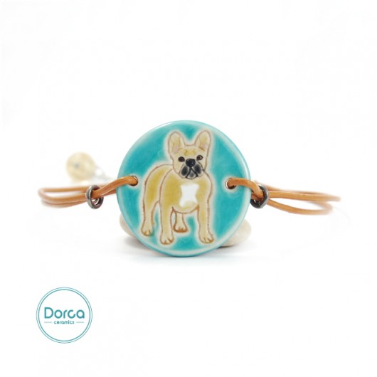 French bulldog złoty buldożek- bransoletka Dorca