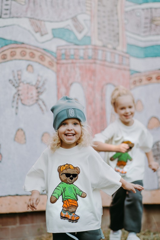 t-shirty dla chłopców T-shirt oversize Bart Teddy cream