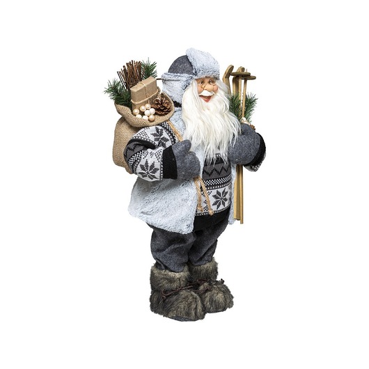 dekoracje świąteczne Figurka materiałowa Święty Mikołaj z nartami 45 cm