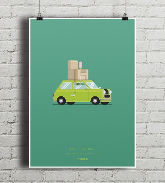 Mr. Bean - British Mini - plakat A2 minimalmill