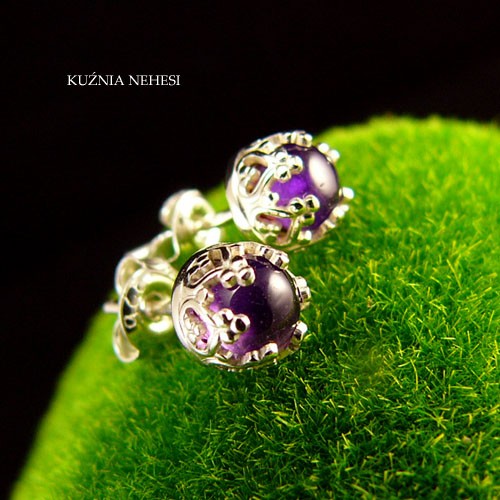 kolczyki z kamieniami Kolczyki Drobinki - Ametyst Srebro