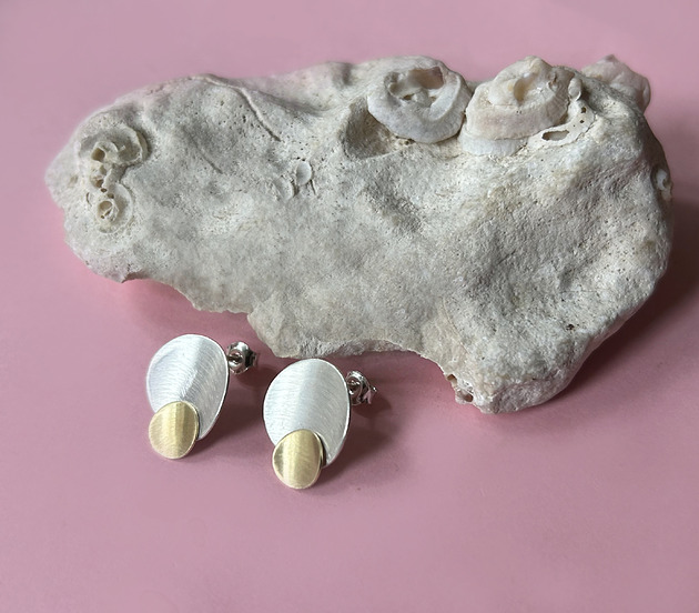 kolczyki srebrne Kolczyki PLATES B, srebro 925, 24K złoto