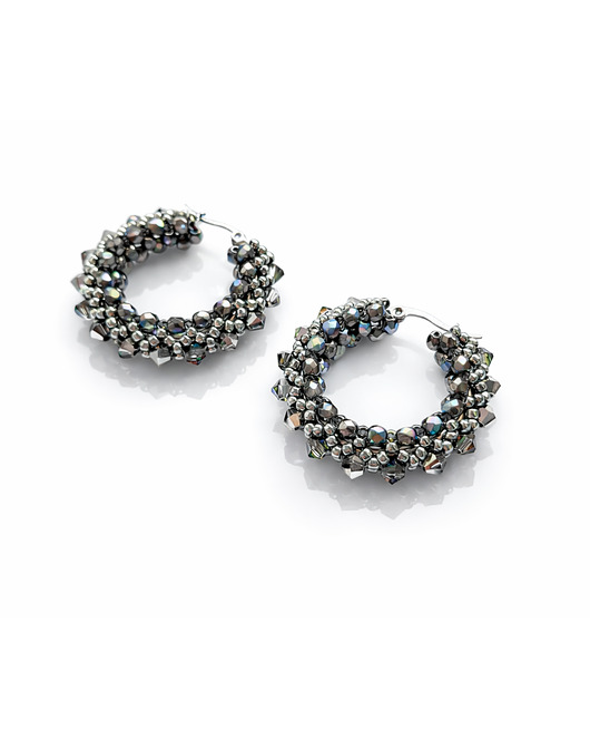 kolczyki szklane Kolczyki Koła z Kryształów Preciosa i Koralików - AURA Vitrail Medium