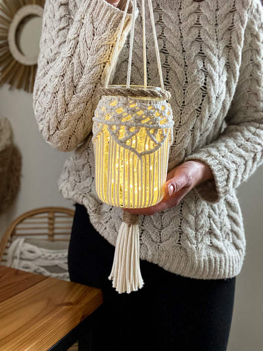makramy Lampion wiszący makrama