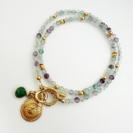 chokery VIOLET aksamitne SNY- Krótki Naszyjnik/bransoletka  Fluoryt fiolet złoto